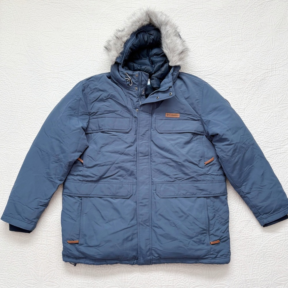 Columbia Men's 550 Down-Filled‎ Trillium Parka, Blue (Sz XXL)